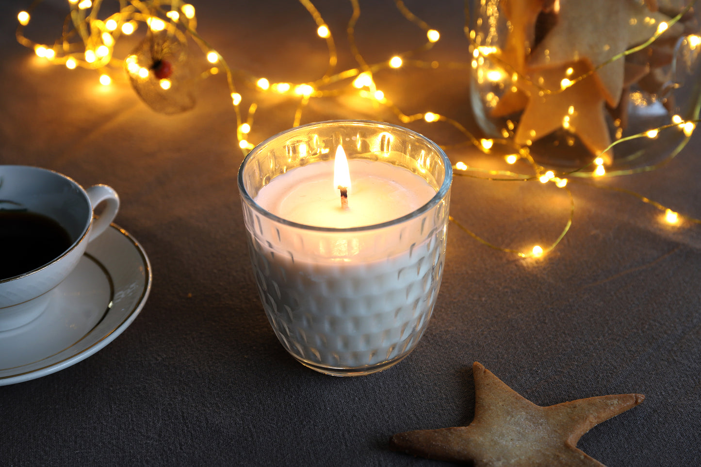 Bougie naturelle 180g - verre alvéolé