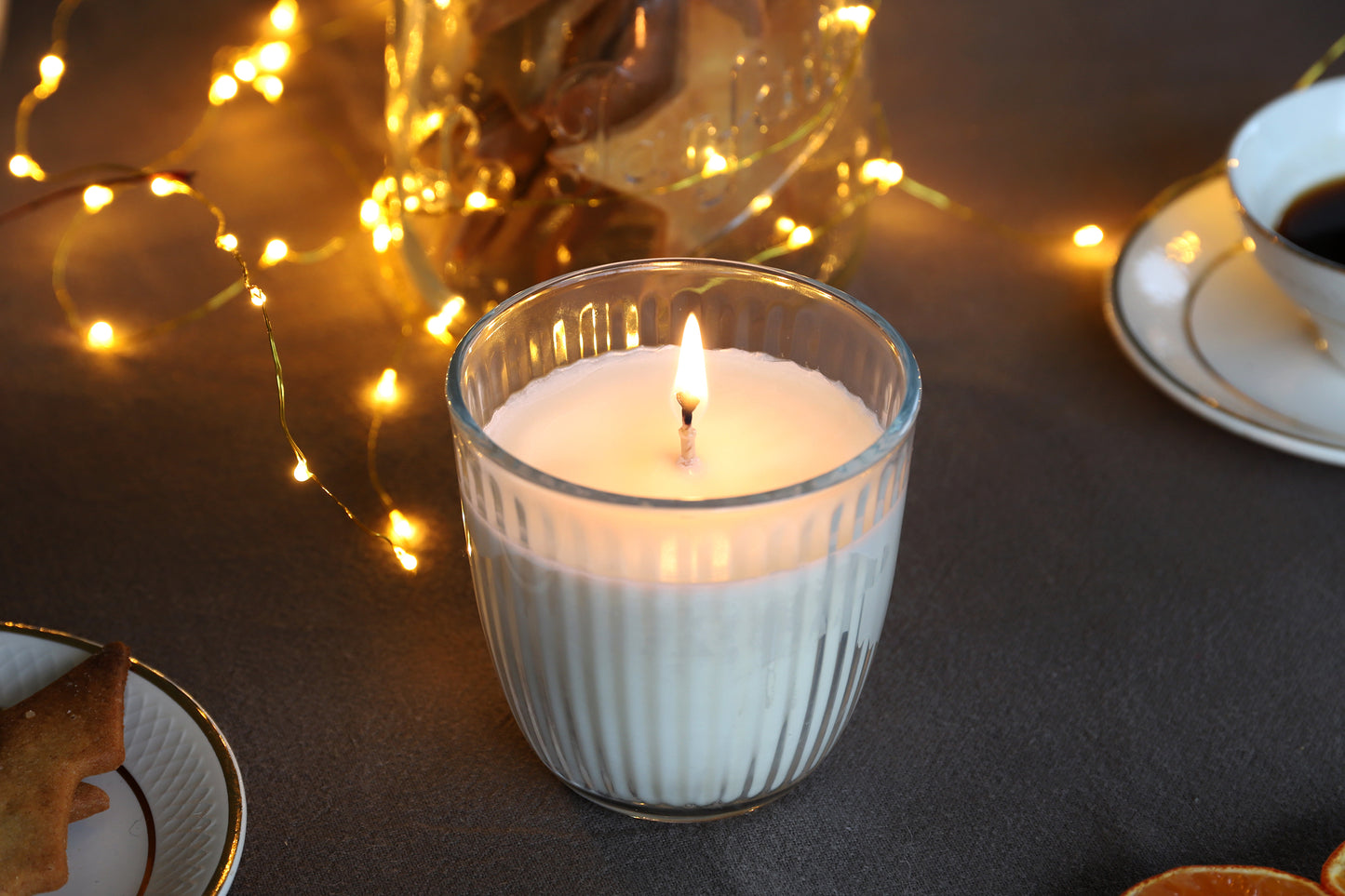 Bougie naturelle 180g - verre strié